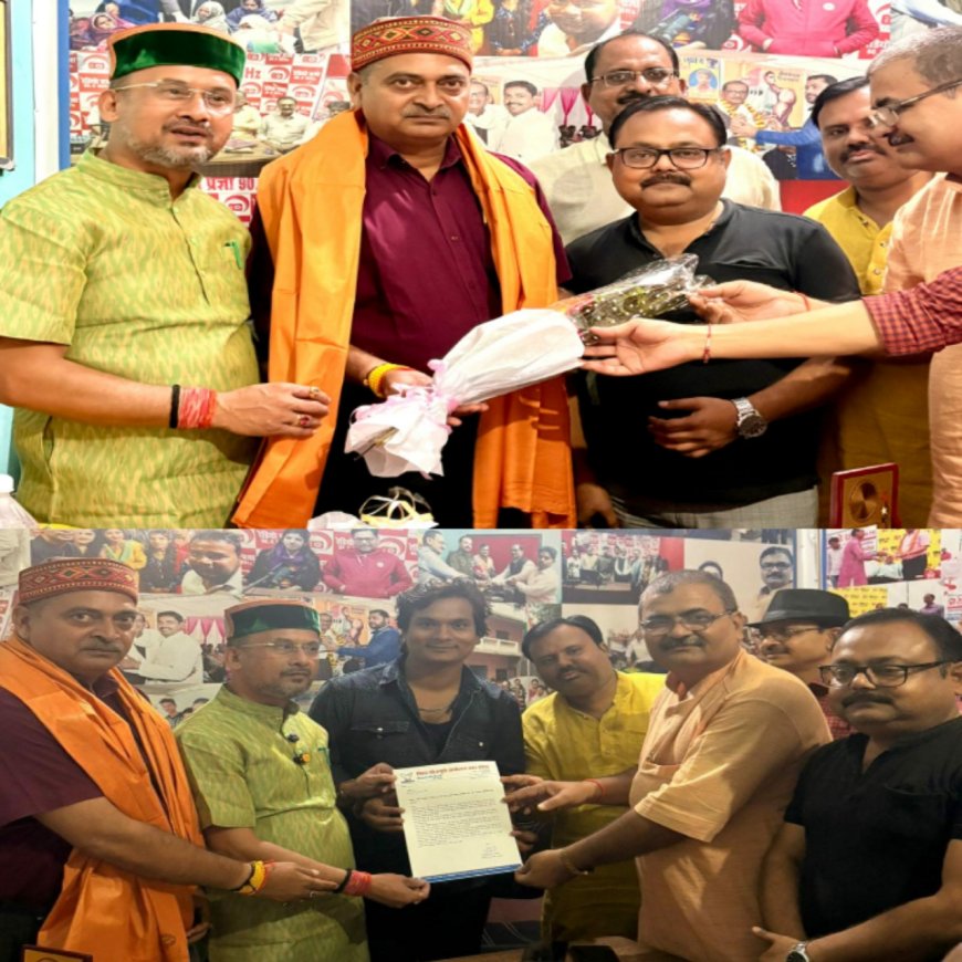 विश्व भोजपुरी सम्मेलन के पदाधिकारियों ने शैलेन्द्र दत्त शुक्ल को किया सम्मानित